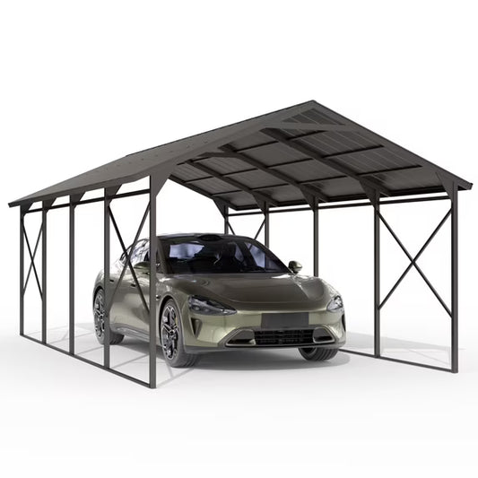 Gotland 10 FT x 15 FT Metal Carport, Heavy Duty Carport with Reinforced Frame, All-Weather Car Canopy with Reinforce Wind-Resistant Roofs, Multi-Functional Outdoor Garage for Car Truck Black