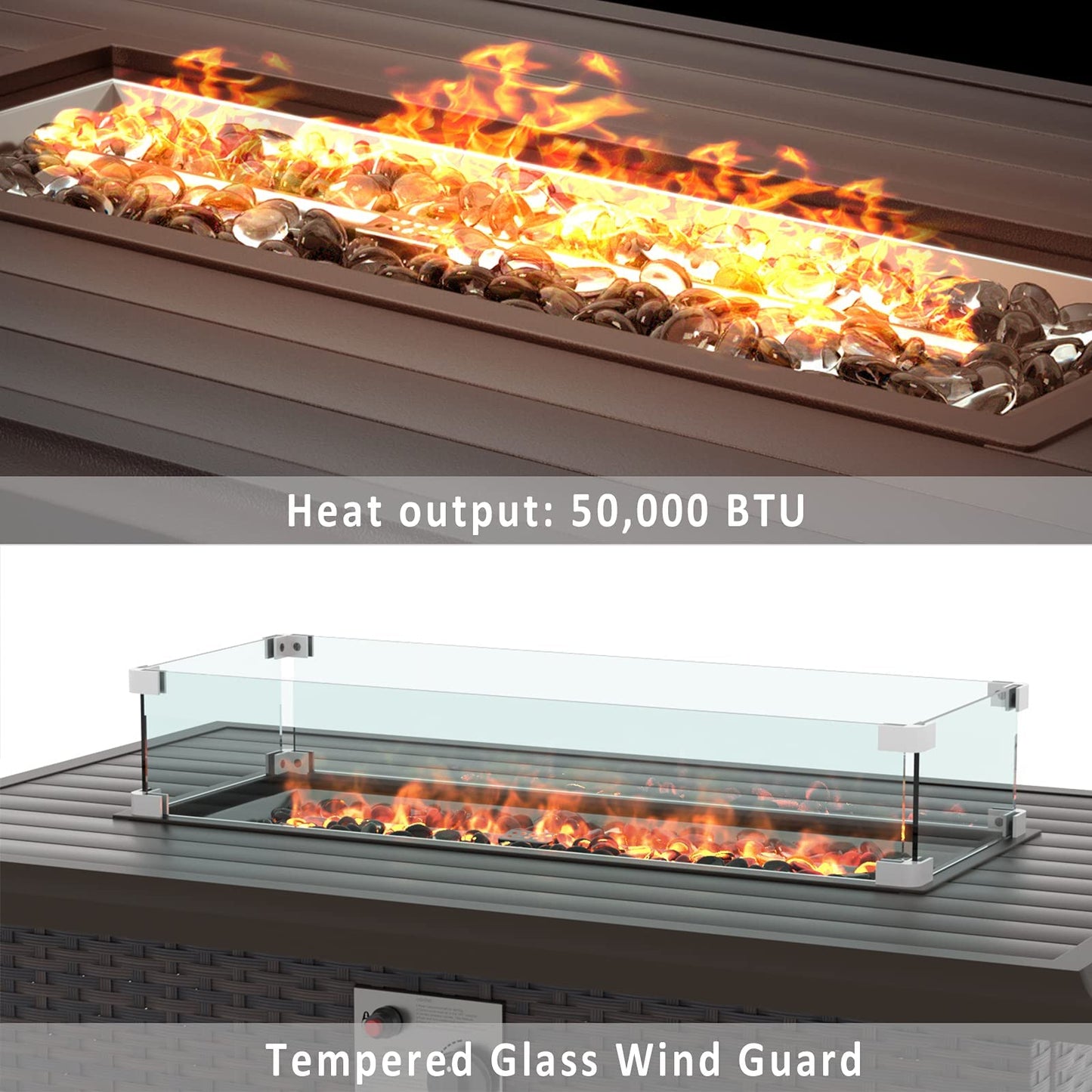 ALAULM 43" Outdoor Propane Gas Fire Pit Table – Elegant & Powerful Heating