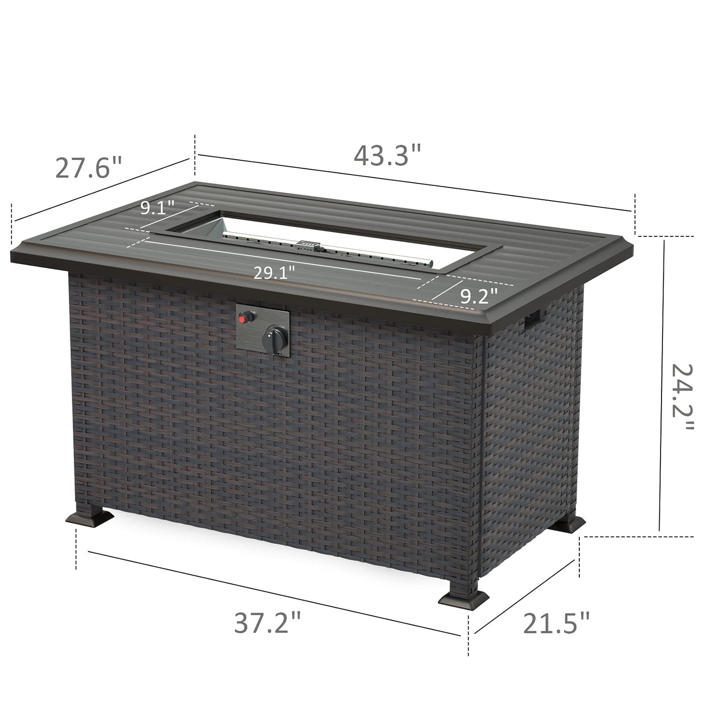 ALAULM 43" Outdoor Propane Gas Fire Pit Table – Elegant & Powerful Heating