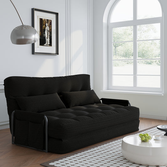 ALAULM Modern Single-Seater Folding Sofa Bed Convertible Sleeper Couch with Pillows, Storage Side, Versatile Floor Couch for Living Room Bedroom