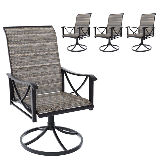 ALAULM Patio Chairs Set of 2, All-Weather Outdoor Swivel Rocker Chair w/Breathable Textilene Fabric, Outdoor Dining Chairs for Deck, Porch, and Garden