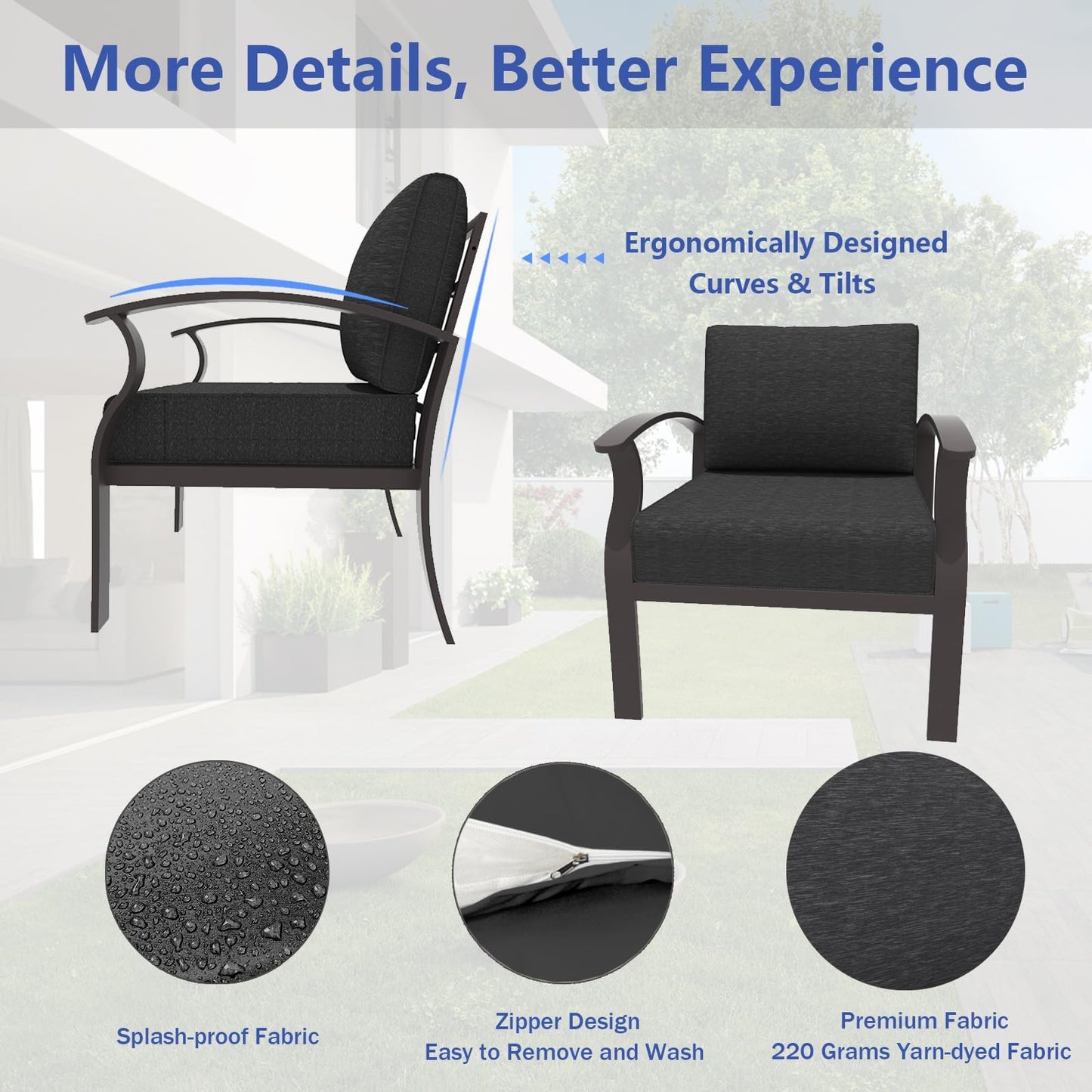 ALAULM 5-Seat Aluminum Patio Furniture Set with Propane Fire Pit