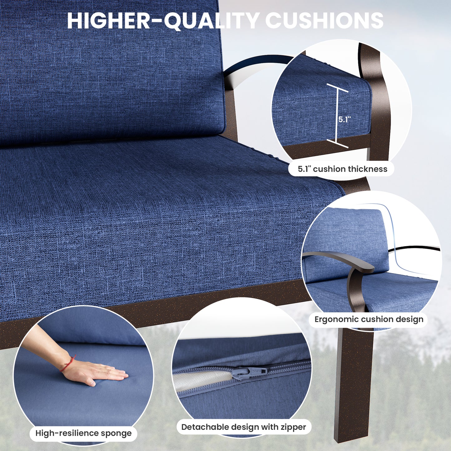 ALAULM Aluminum Patio Furniture Set with Propane Fire Pit Table 8-seat Metal Outdoor Furniture w/Fire Pit