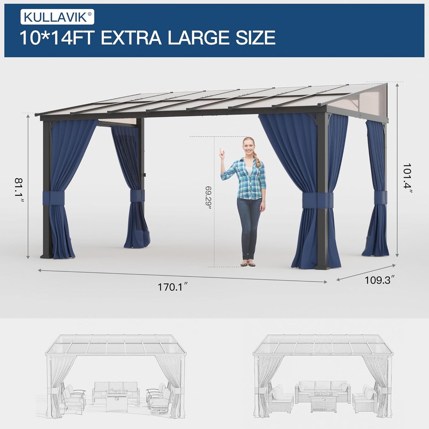Hardtop Gazebo for Patio Wall-Mounted Gazebo