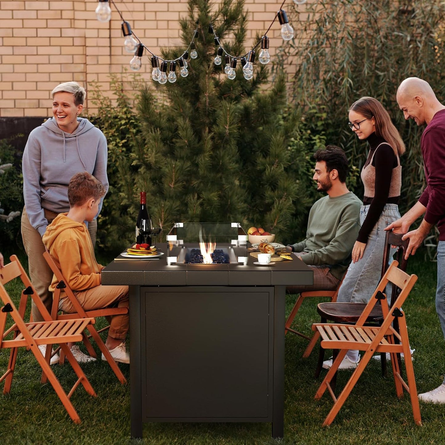45" Propane Gas Fire Pit Table 55,000 BTU Auto-Ignition Aluminum CSA Certified Outdoor Fire Pits