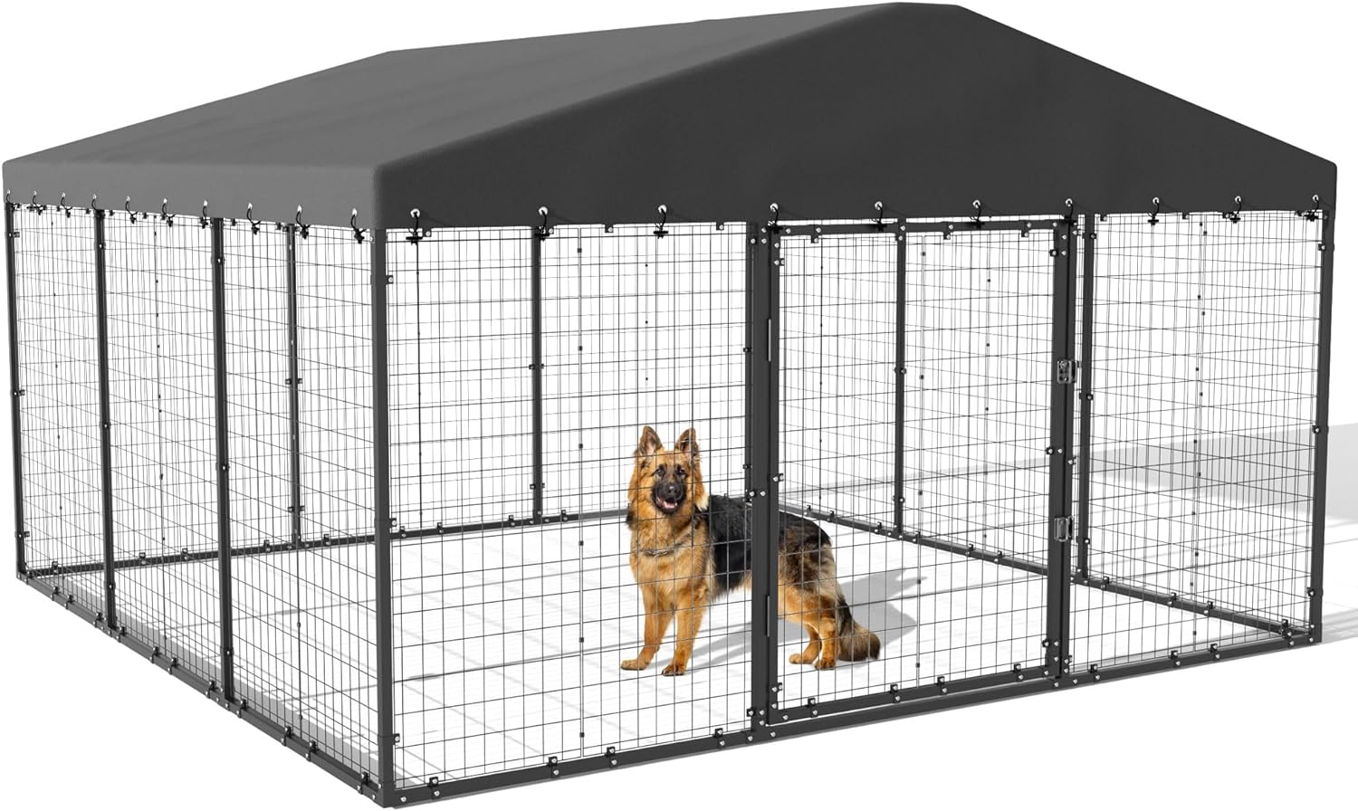 Kullavik Large Outdoor Dog Kennel Heavy Duty Dog Cage with Roof Galvan Alaulm