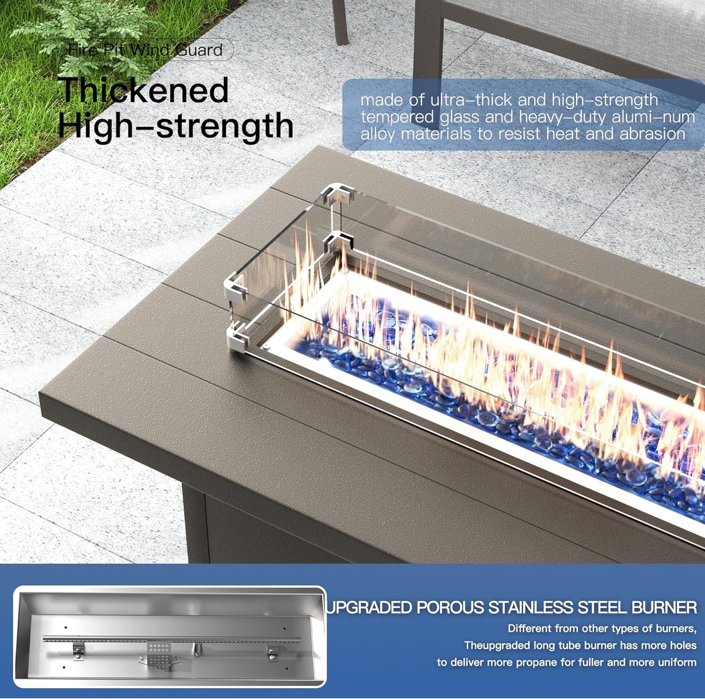 45" Propane Gas Fire Pit Table 55,000 BTU Auto-Ignition Aluminum CSA Certified Outdoor Fire Pits