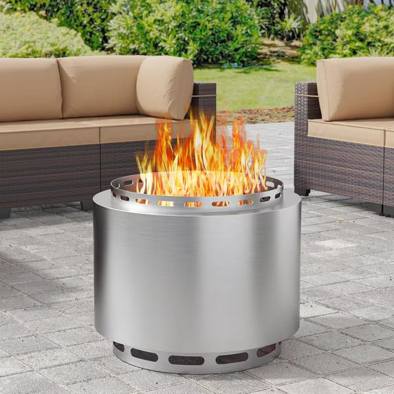 Kullavik 19 Inch Outdoor Smokeless Fire Pit, Portable Stainless Steel Firepit with Weather Resistant Cover,Wood Burning Fire Pit for Outside