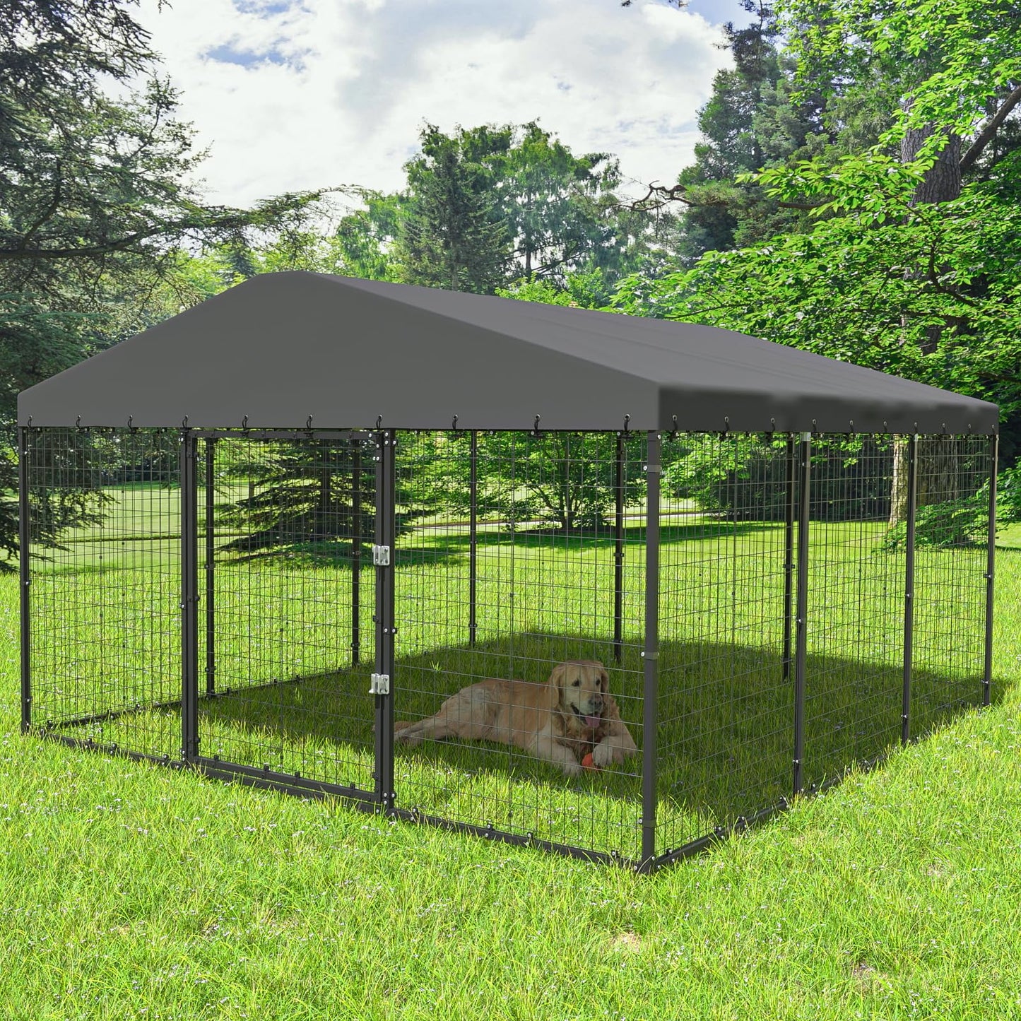 ALAULM Outdoor Dog Kennel with Waterproof Cover & Safety Locks