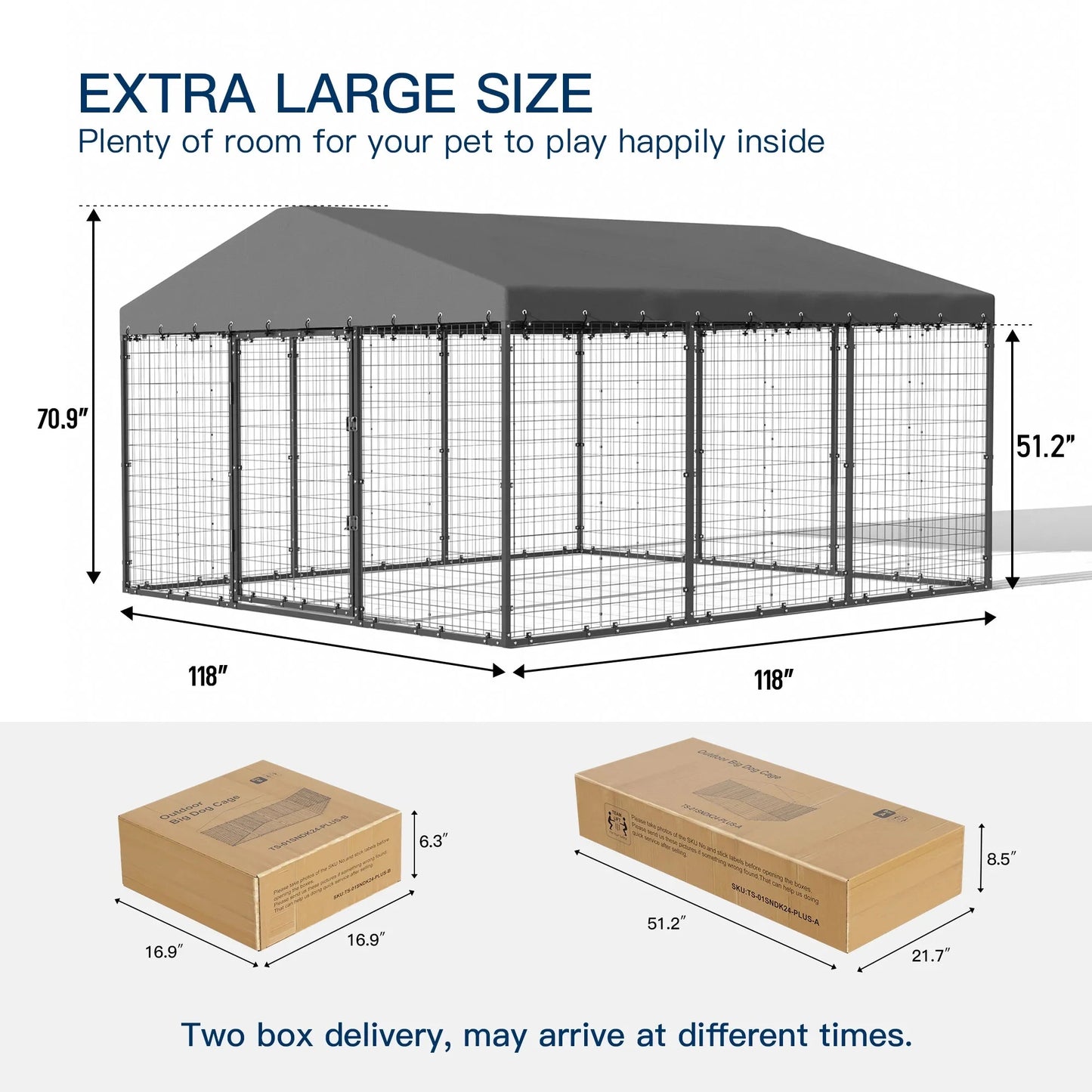 ALAULM Outdoor Dog Kennel with Waterproof Cover & Safety Locks
