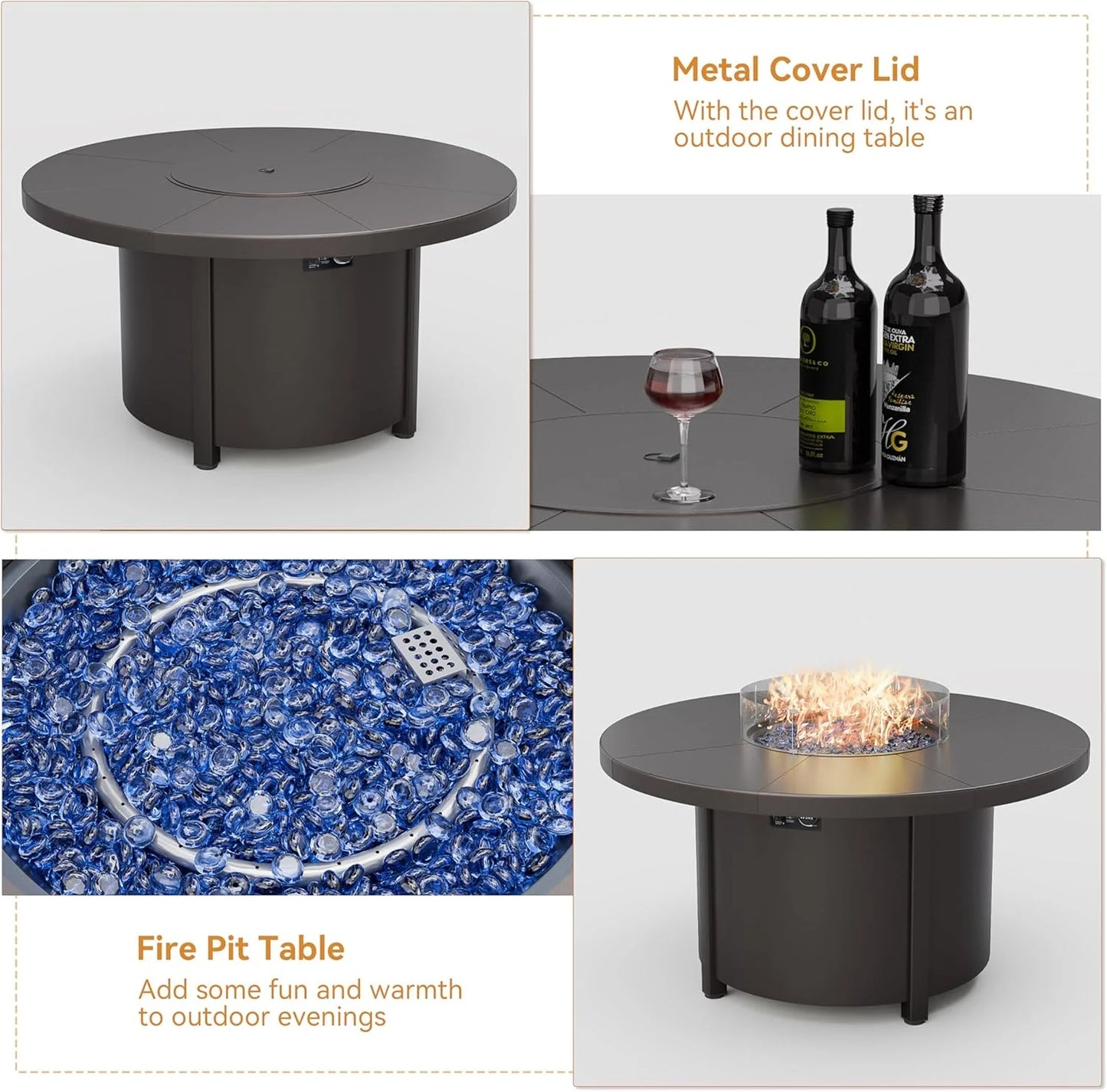 ALAULM Outdoor Propane Fire Pit Table – Stylish, Safe & CSA Certified