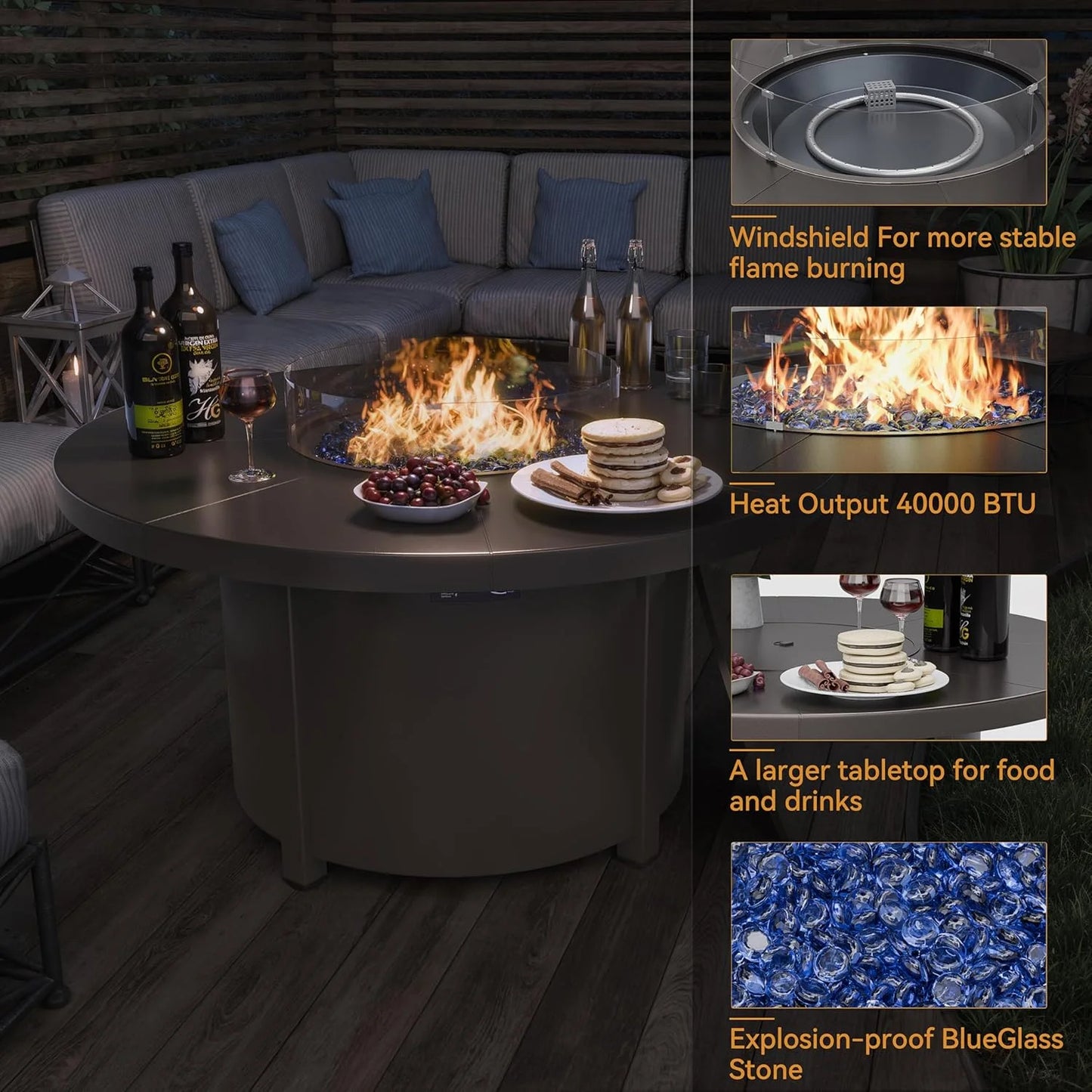 ALAULM Outdoor Propane Fire Pit Table – Stylish, Safe & CSA Certified
