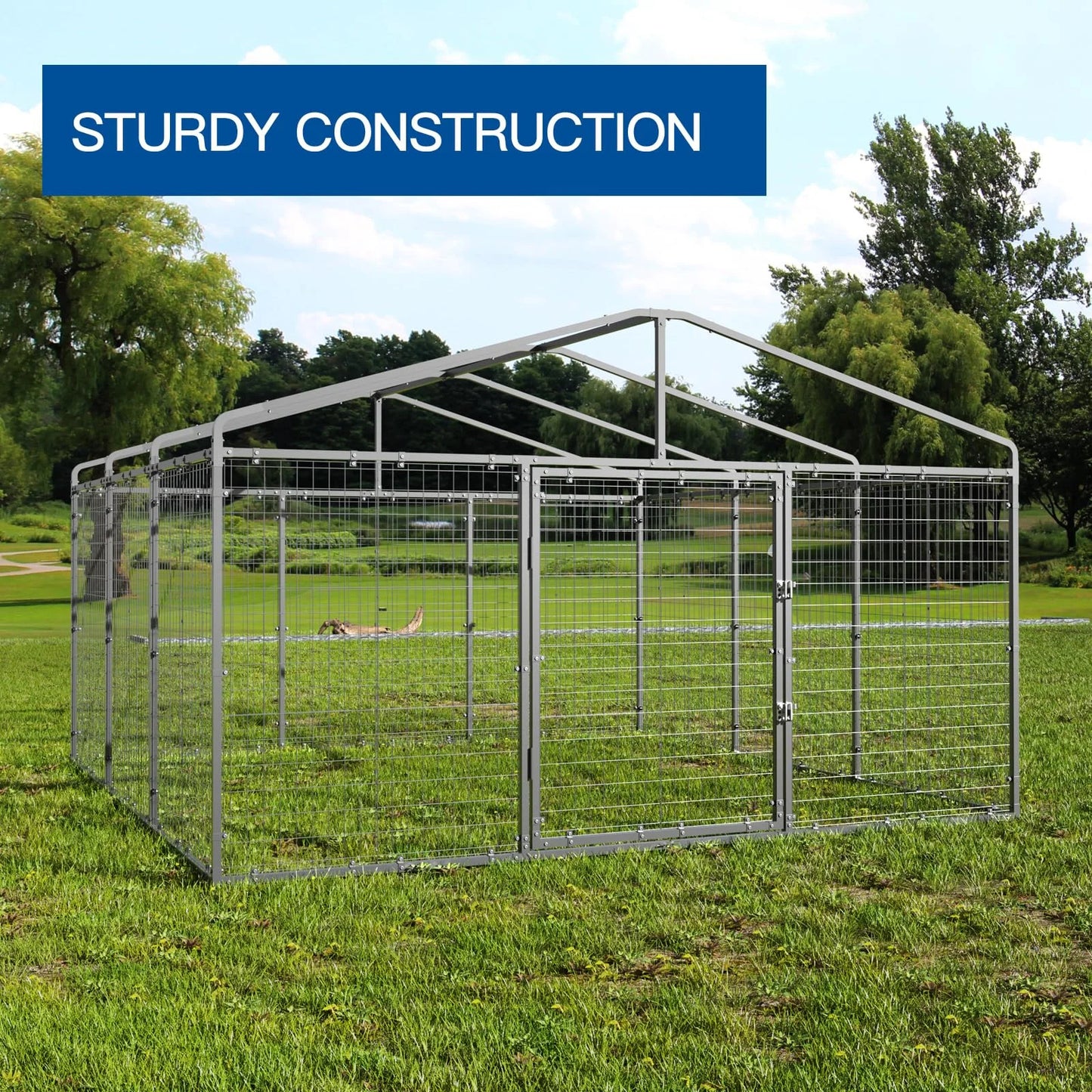 ALAULM Outdoor Dog Kennel with Waterproof Cover & Safety Locks