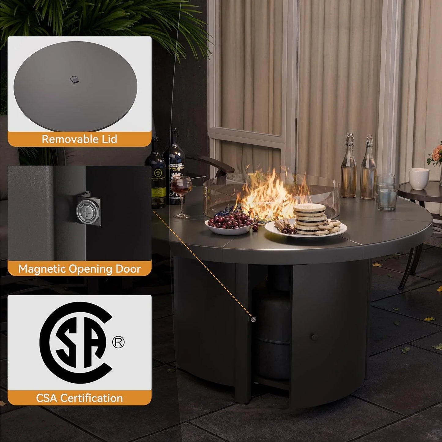 ALAULM Outdoor Propane Fire Pit Table – Stylish, Safe & CSA Certified
