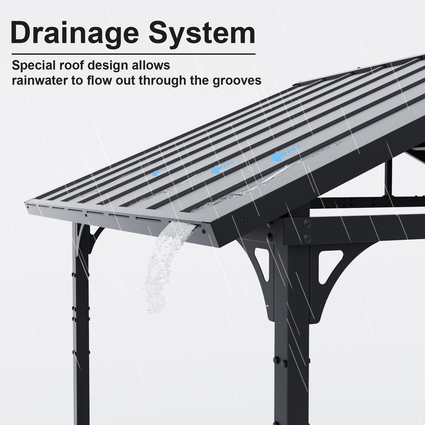 ALAULM 8'x 5' Hardtop Grill Gazebo, Outdoor BBQ Metal Roof Canopy with 2 Metal Side Shelves & 5 Tool Hooks for Patio, Garden, Backyard, Poolside (Black)