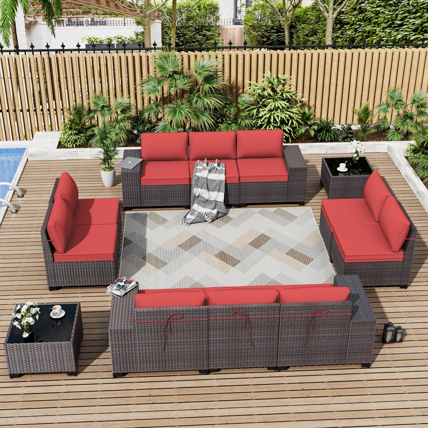 ALAULM 12-Piece Outdoor Patio Furniture Set – Sectional Sofas & Coffee Tables