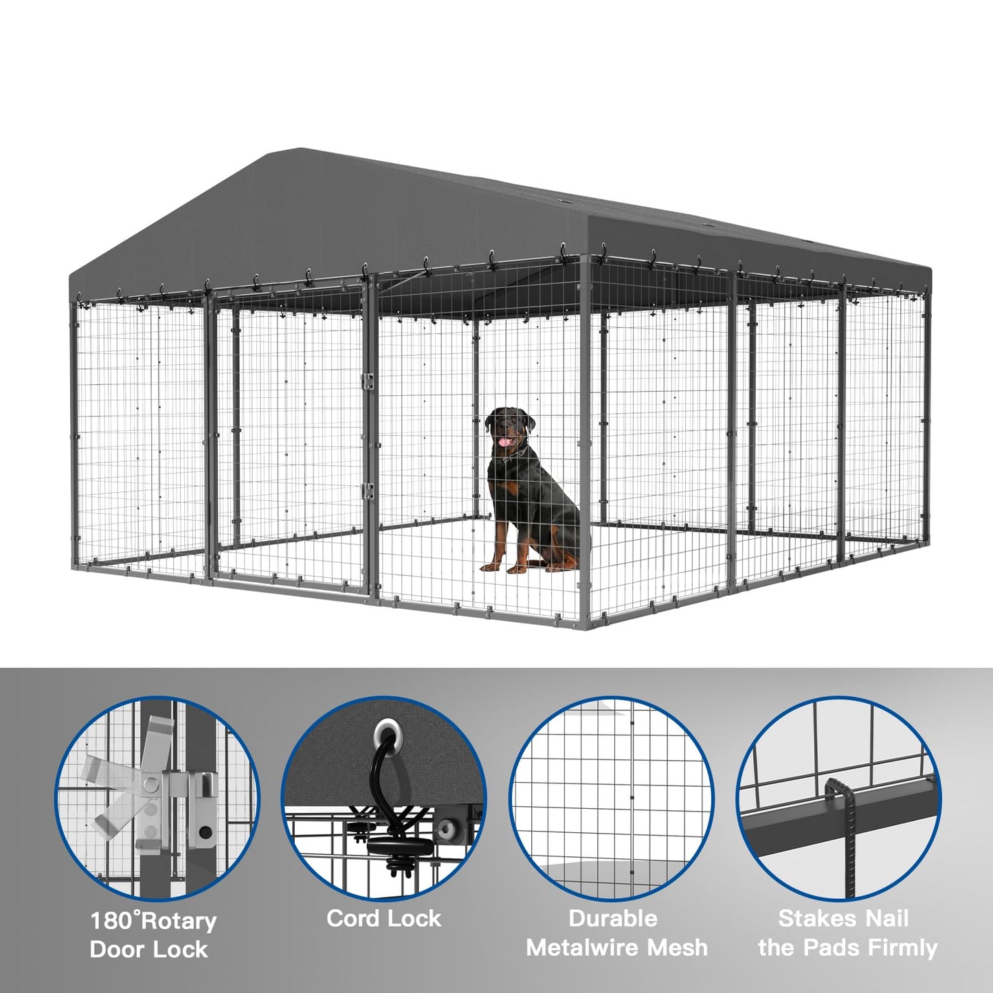 ALAULM Outdoor Large dog kennel,double security lock with proof for dog,duck and chicken