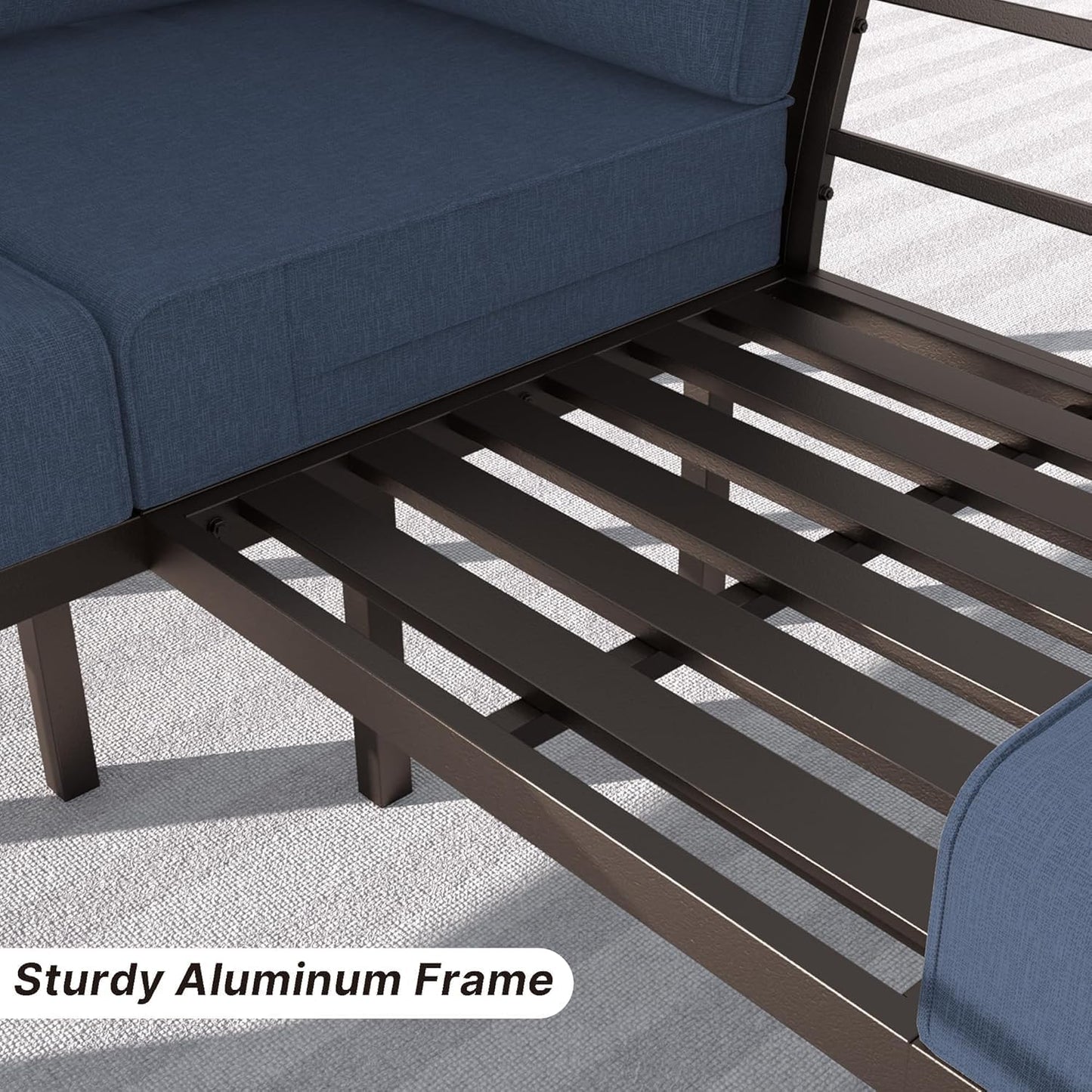 Gotland 5 Piece Aluminum Patio Furniture Set,Modern Metal Outdoor Patio Furniture w/5.1'' Thick Cushion and Rectangular Coffee Table,Patio Conversation Sets for Porch,Deck