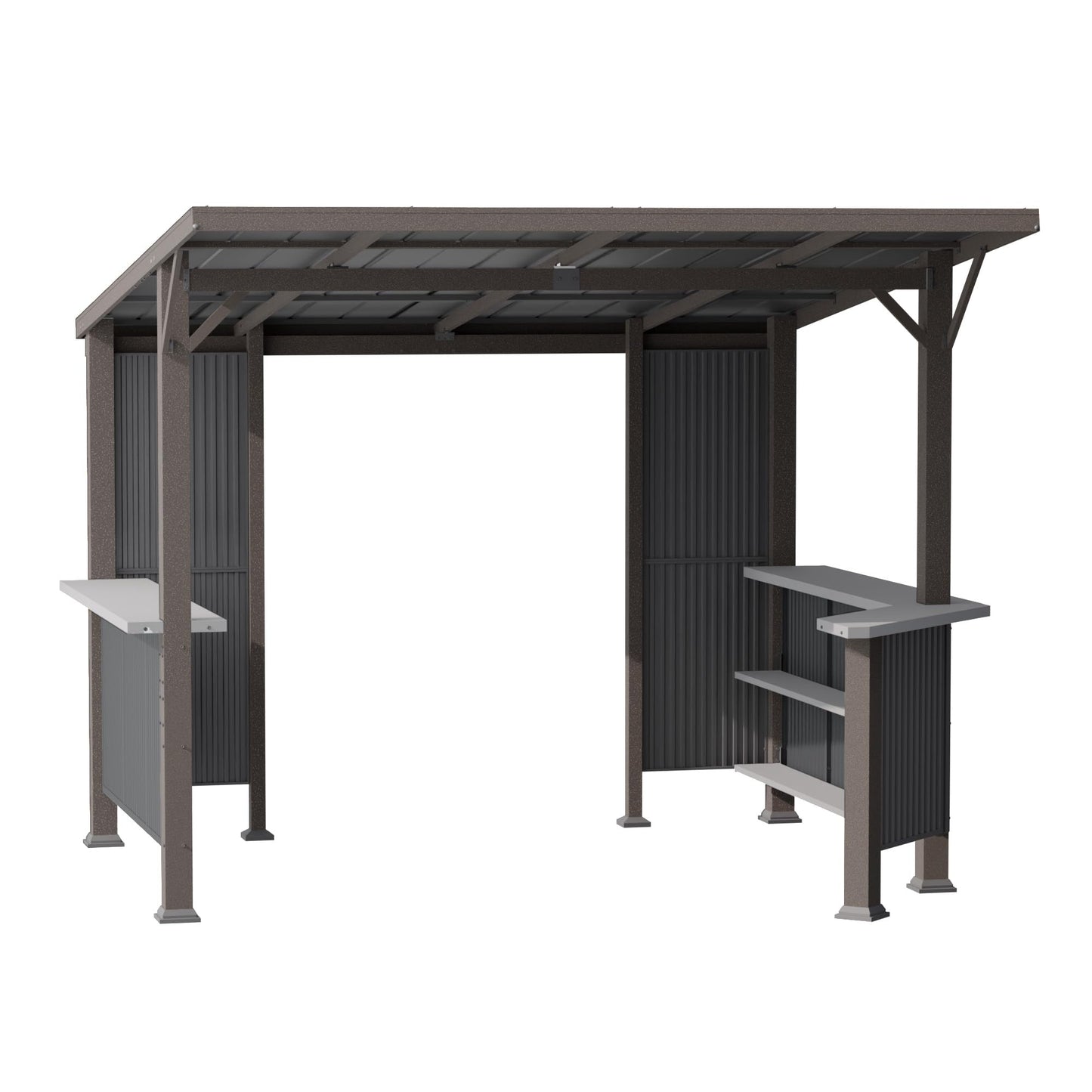 ASJMR Wall Mounted Gazebo with Polycarbonate Roof,Metal Frame Lean to Gazebo With Double Curtains for Garden Lawn Backyard Deck