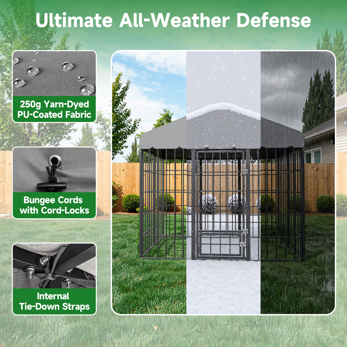 ALAULM 6x4 ft Outdoor Dog Kennel Heavy Duty Galvanized Steel Dog Enclosure with Roof, Escape-Proof Double Lock, Large Dog Cage Fence for Backyard