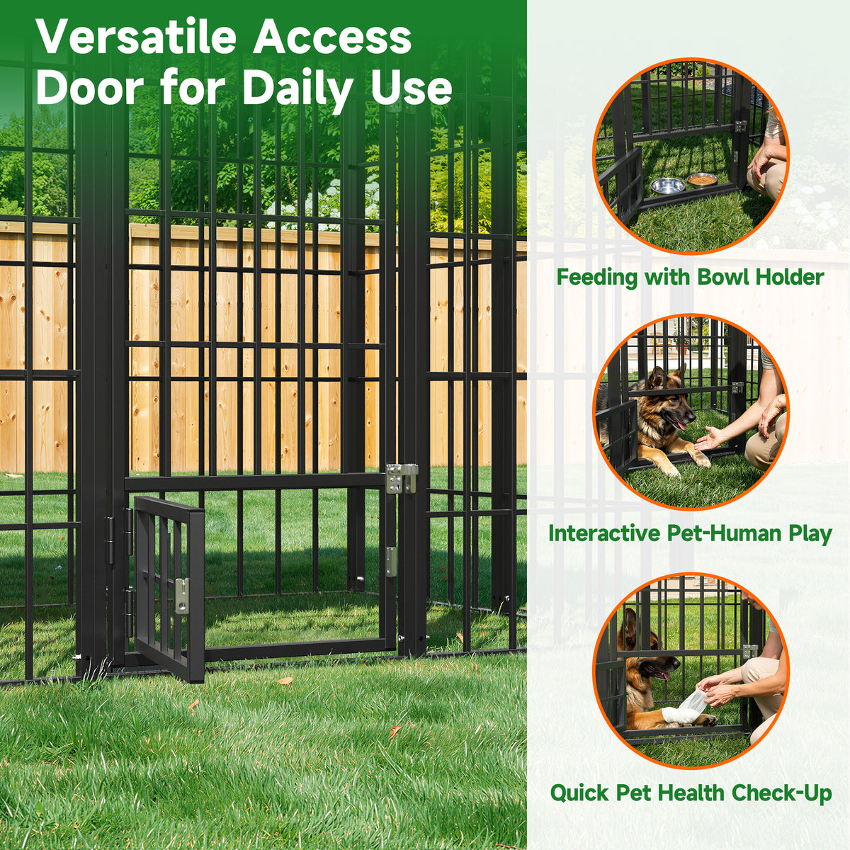 ALAULM 6x4 ft Outdoor Dog Kennel Heavy Duty Galvanized Steel Dog Enclosure with Roof, Escape-Proof Double Lock, Large Dog Cage Fence for Backyard
