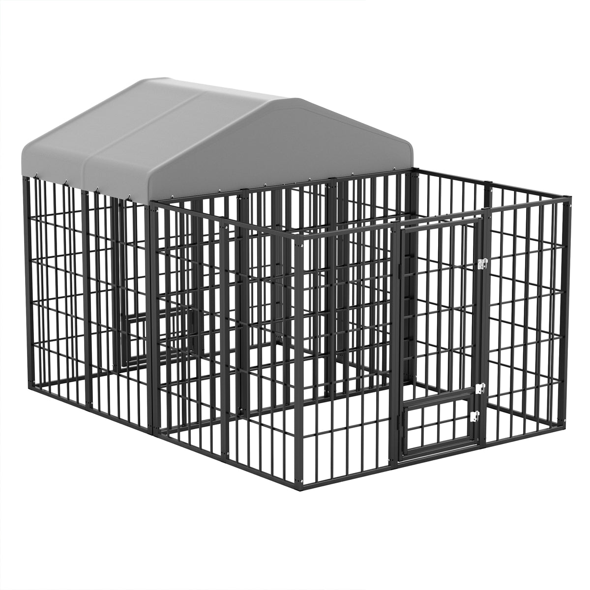 ALAULM 6x4 ft Outdoor Dog Kennel Heavy Duty Galvanized Steel Dog Enclosure with Roof, Escape-Proof Double Lock, Large Dog Cage Fence for Backyard