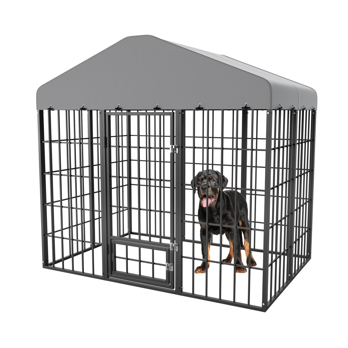 ALAULM 6x4 ft Outdoor Dog Kennel Heavy Duty Galvanized Steel Dog Enclosure with Roof, Escape-Proof Double Lock, Large Dog Cage Fence for Backyard