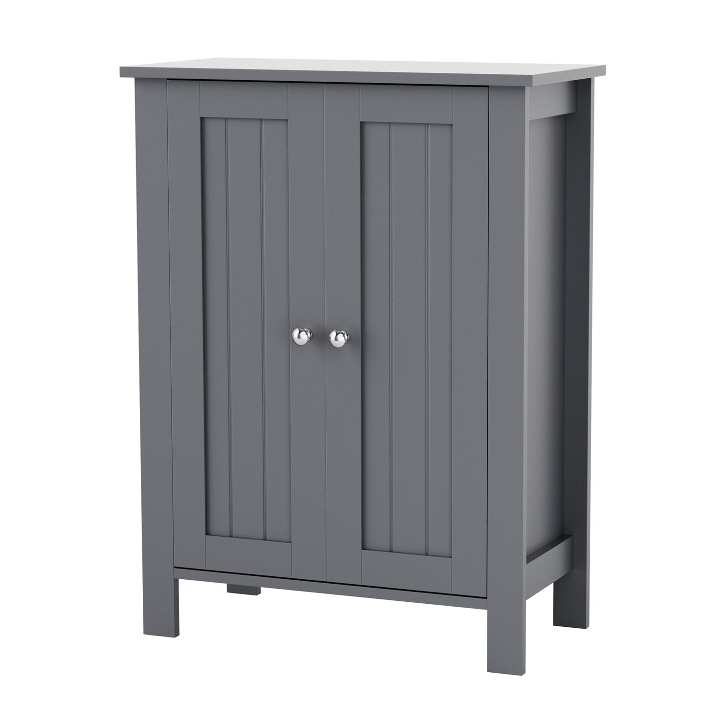 Farmhouse Bathroom Floor Cabinet with 2 Doors, Modern Storage Freestanding Organizer Cabinet with Adjustable Shelves, Small Bathroom Cabinet for Kitchen/Bathroom/Living Room, Black