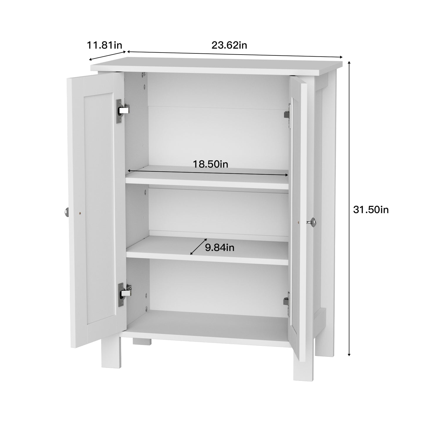 Farmhouse Bathroom Floor Cabinet with 2 Doors, Modern Storage Freestanding Organizer Cabinet with Adjustable Shelves, Small Bathroom Cabinet for Kitchen/Bathroom/Living Room, Black