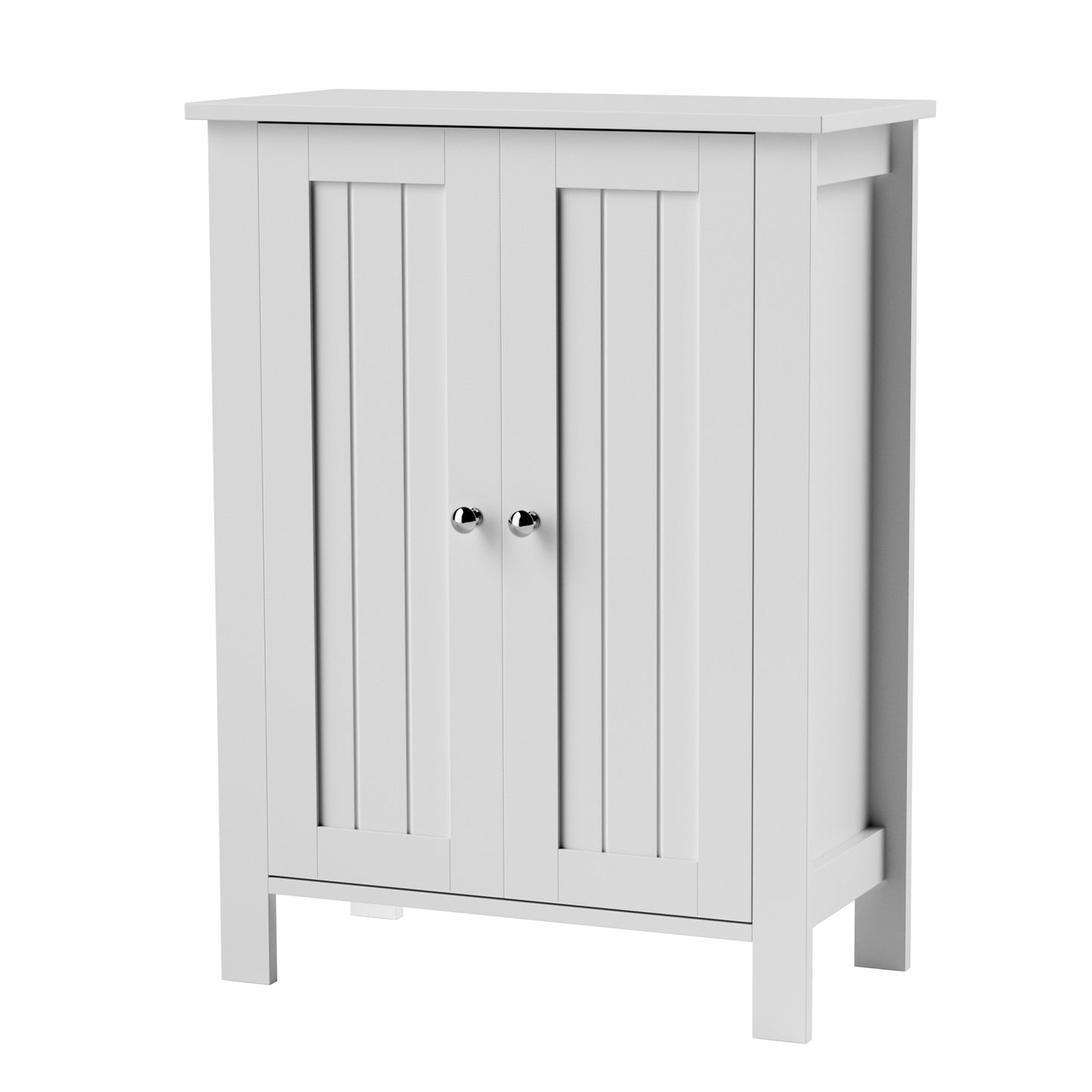 Farmhouse Bathroom Floor Cabinet with 2 Doors, Modern Storage Freestanding Organizer Cabinet with Adjustable Shelves, Small Bathroom Cabinet for Kitchen/Bathroom/Living Room, Black