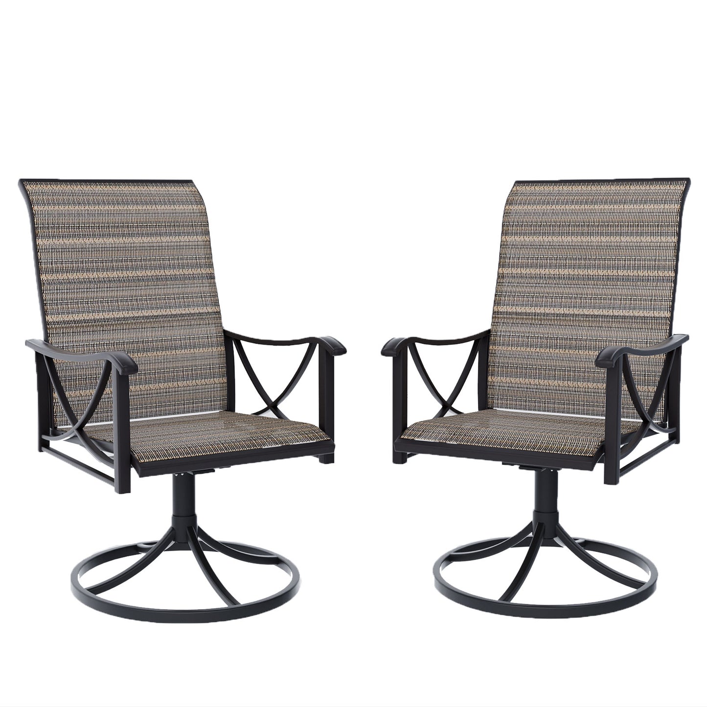 ALAULM Patio Chairs Set of 2, All-Weather Outdoor Swivel Rocker Chair w/Breathable Textilene Fabric, Outdoor Dining Chairs for Deck, Porch, and Garden