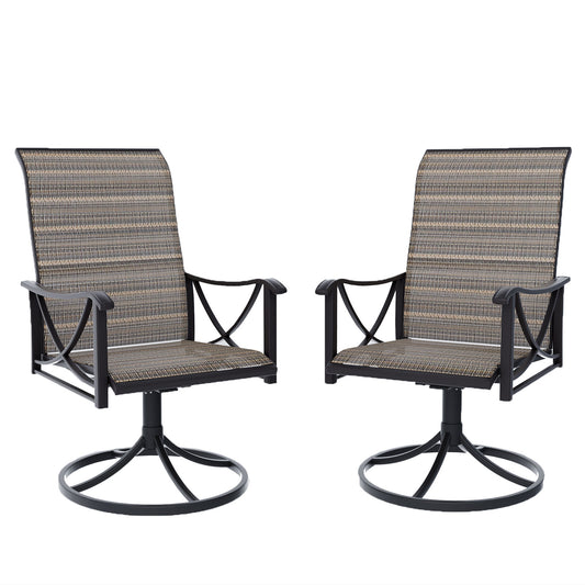 ALAULM Patio Chairs Set of 2, All-Weather Outdoor Swivel Rocker Chair w/Breathable Textilene Fabric, Outdoor Dining Chairs for Deck, Porch, and Garden