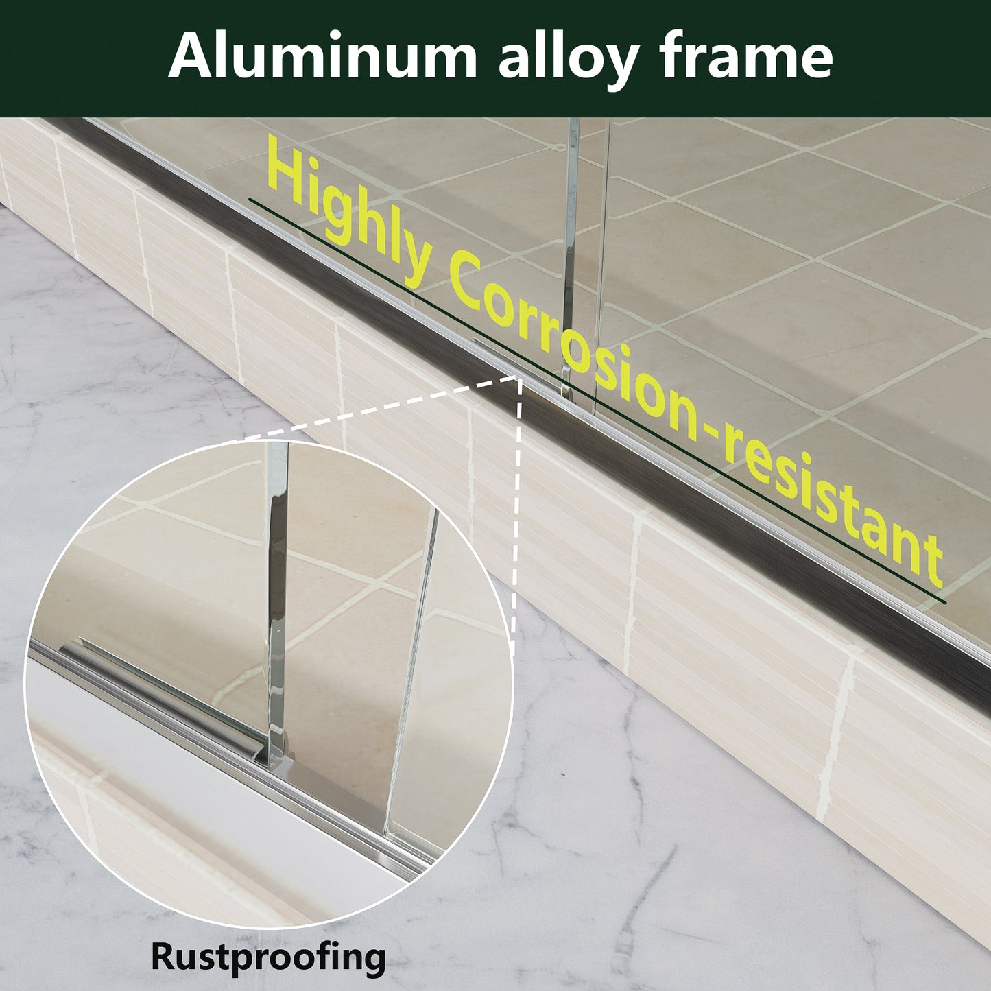 ALAULM Shower Door 44-48" W x 72" H Semi-Frameless Bypasss Bathroom Glass Shower Double Sliding Doors,1/4" (6mm) Clear SGCC Tempered Glass with Explosion-Proof Film, Black