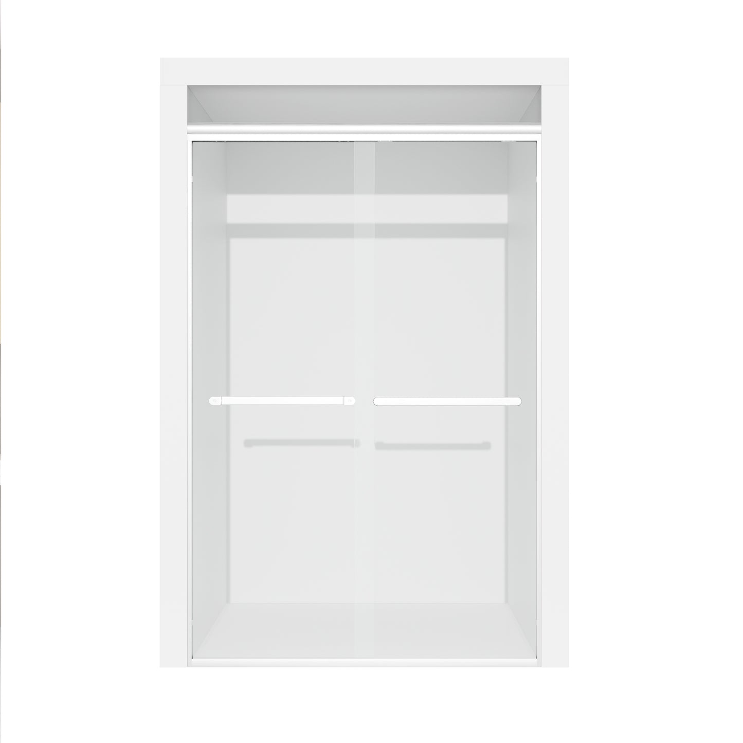 ALAULM Shower Door 44-48" W x 72" H Semi-Frameless Bypasss Bathroom Glass Shower Double Sliding Doors,1/4" (6mm) Clear SGCC Tempered Glass with Explosion-Proof Film, Black