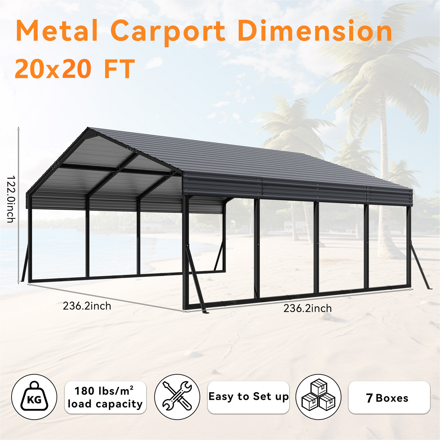 ALAULM Metal Carport Outdoor Carport Canopy Heavy Galvanized Garage Car Shelter with Enhanced Base and Roof, Duty Garage Shelter for Cars Boats Pickups Trucks
