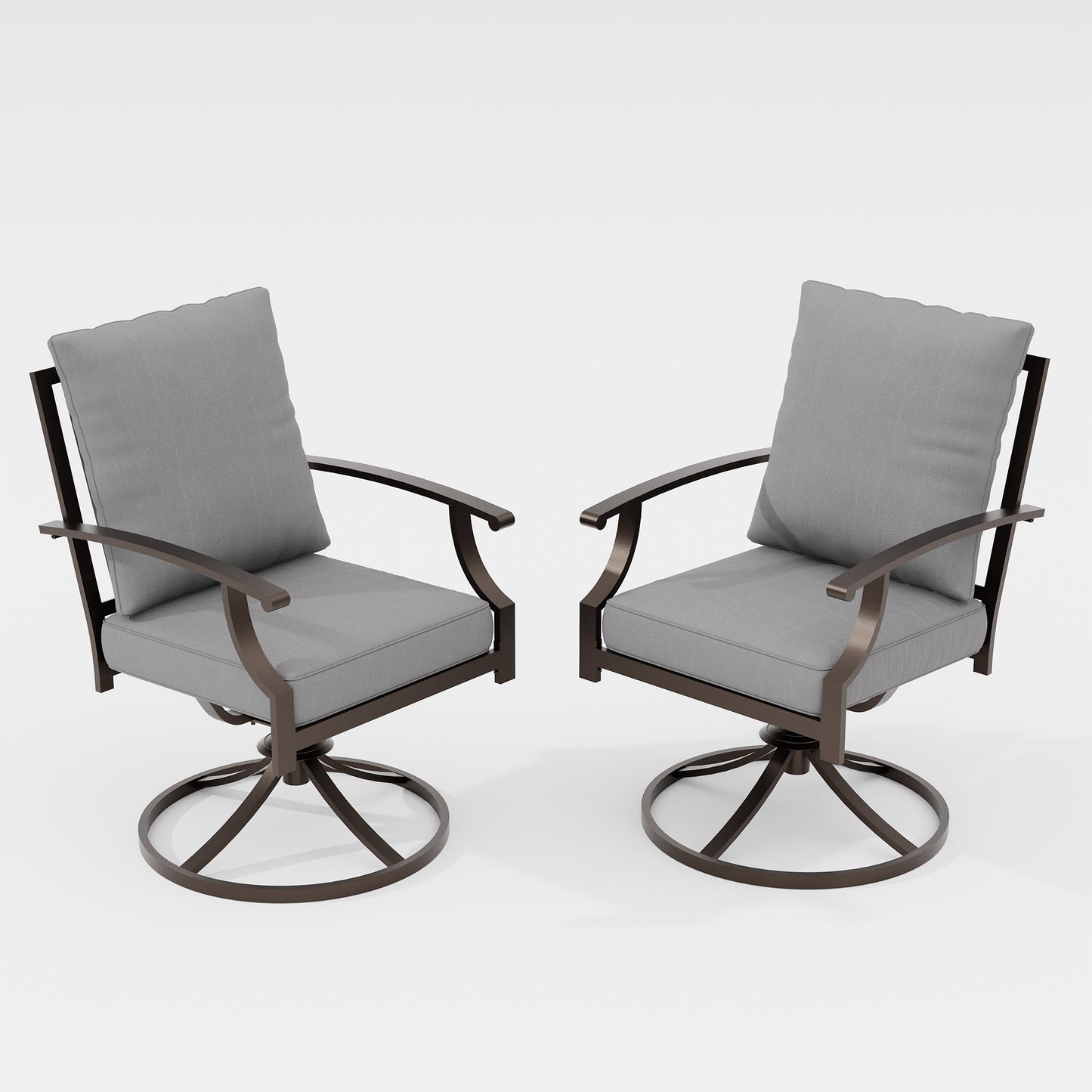 ALAULM Set of 2 Metal Swivel Rocking Patio Chairs, 360° Rotate & 15° Recline, Heavy-Duty Metal Frame Outdoor Dining Chairs with 3.2" cushion & Removable Covers (Sand)