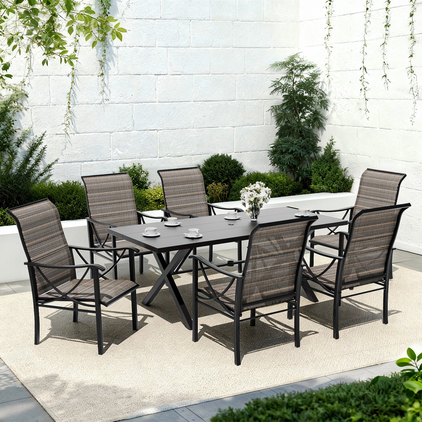 ALAULM Patio Chairs Set of 2, All-Weather Outdoor Swivel Rocker Chair w/Breathable Textilene Fabric, Outdoor Dining Chairs for Deck, Porch, and Garden