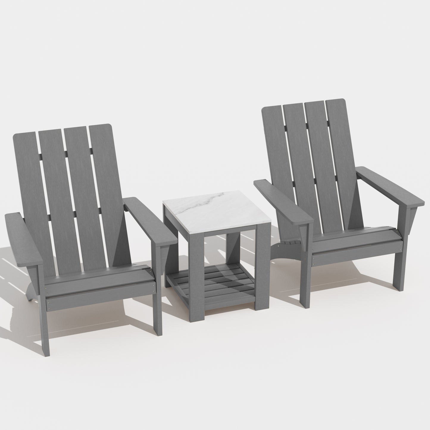 Gotland Adirondack Chair 3 Piece Set With Table, Heavy All-Weather HDPE.Outdoor Lounge Chair for Patio Deck Garden, Backyard Deck& Lawn