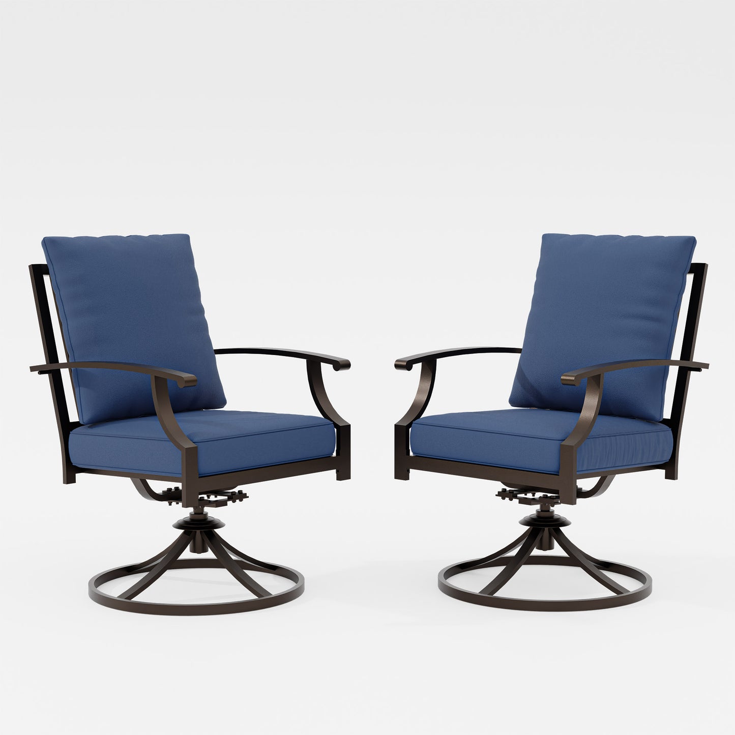 ALAULM Set of 2 Metal Swivel Rocking Patio Chairs, 360° Rotate & 15° Recline, Heavy-Duty Metal Frame Outdoor Dining Chairs with 3.2" cushion & Removable Covers (Sand)