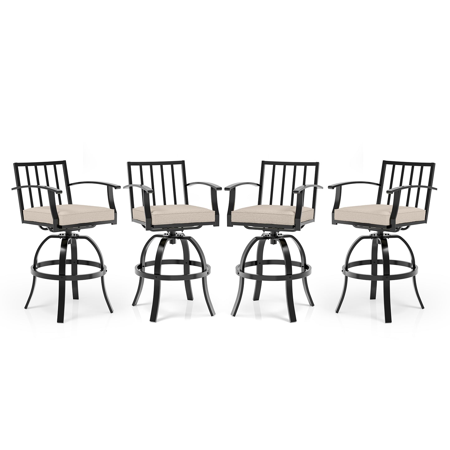 Gotland 2 Pieces Outdoor Swivel Bar Stools All Weather Metal Patio Bar Height Chairs, High Top Bistro Stools with Sturdy Frame for Lawn Garden Balcony Pool Backyard Deck Furniture