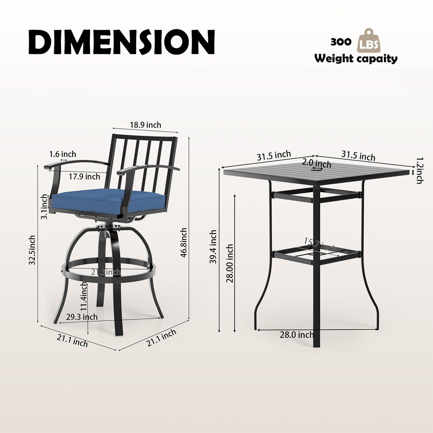 Gotland 3 Pieces Outdoor Swivel Bar Stools Set, All Weather Metal High Top Bistro Set Bar Height Table,High Top Bistro Stools with Sturdy Framewith 2 Chairs for Deck Lawn Garden,Sand