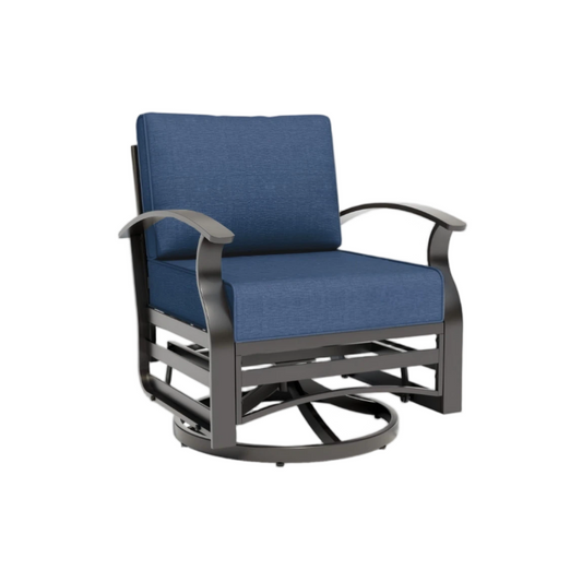 ALAULM Aluminum Outdoor Single Swivel Chair Set with 5.1" High-Resilience Seat Cushions, Removable Cushions for Backyard, Lawn, Porch