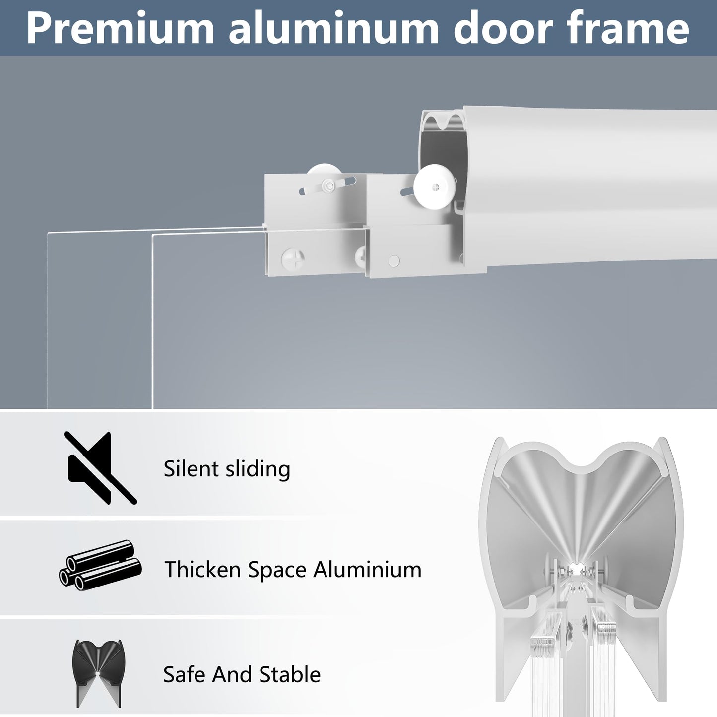 Gotland 44-48" W x 72" H Semi-Frameless Bypasss Bathroom Glass Shower Double Sliding Doors,1/4" (6mm) Clear SGCC Tempered Glass Stainless Steel Hardware Waterproof Seal Explosion-Proof Film