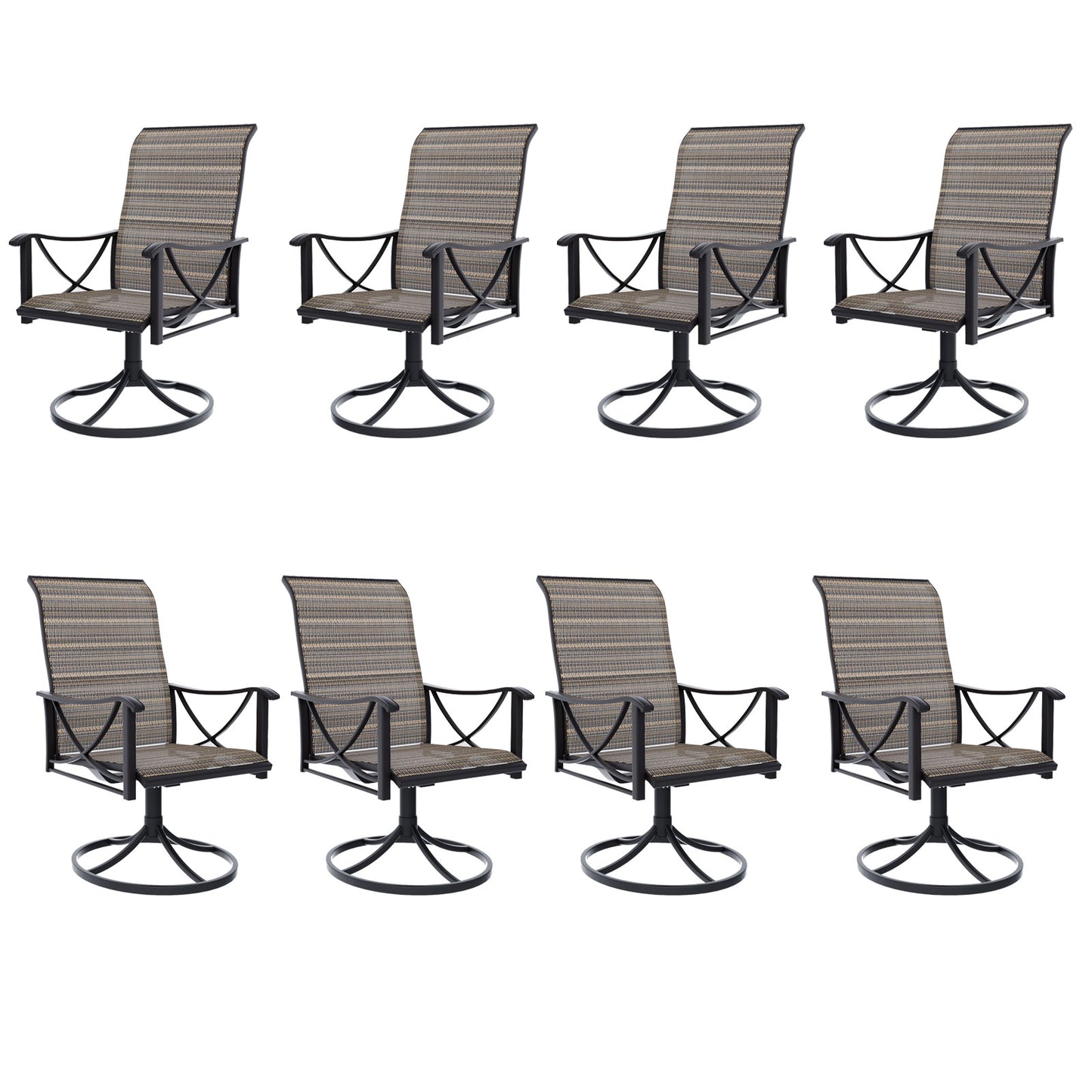 ALAULM Patio Chairs Set of 2, All-Weather Outdoor Swivel Rocker Chair w/Breathable Textilene Fabric, Outdoor Dining Chairs for Deck, Porch, and Garden