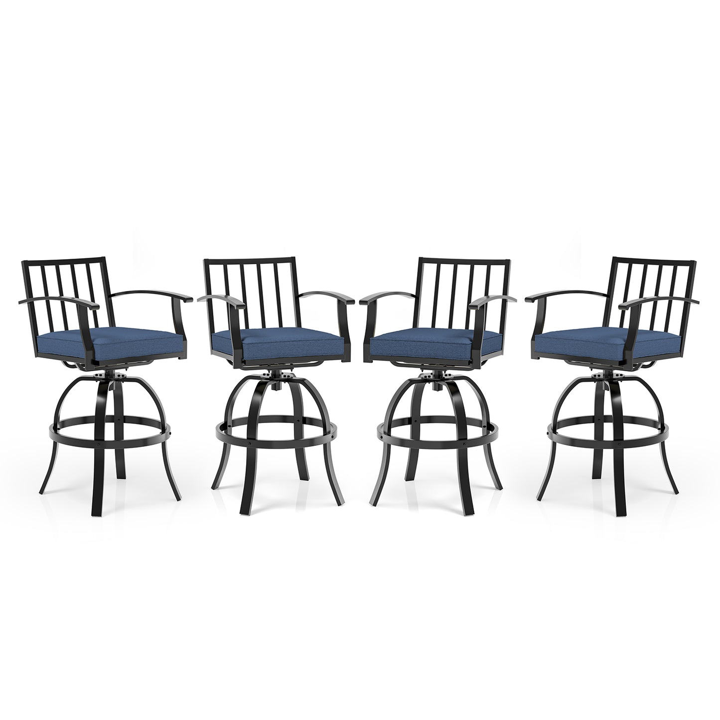 Gotland 5 Pieces Outdoor Swivel Bar Stools Set, All Weather Metal Patio Bar Height Table and Chairs Set, Outdoor High Top Bistro Set with 1 Table and 4 Chairs for Deck Lawn Garden