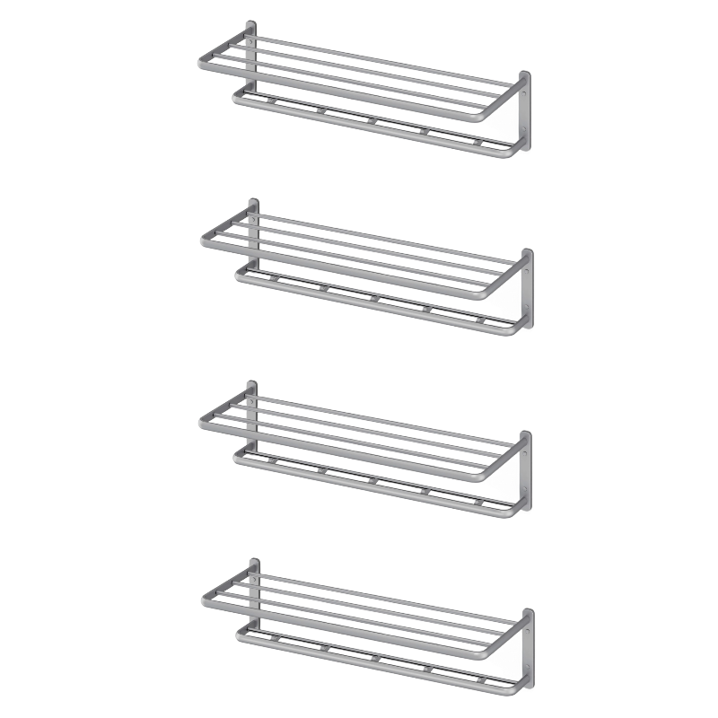 ALAULM Aluminum Alloy Bathroom Towel Shelf with Double Bars, 21" Double Towel Shelf for Bathroom, Wall Mounted Towel Holder, Towel Rod Towel Rail Hanger for Wall, Kitchen