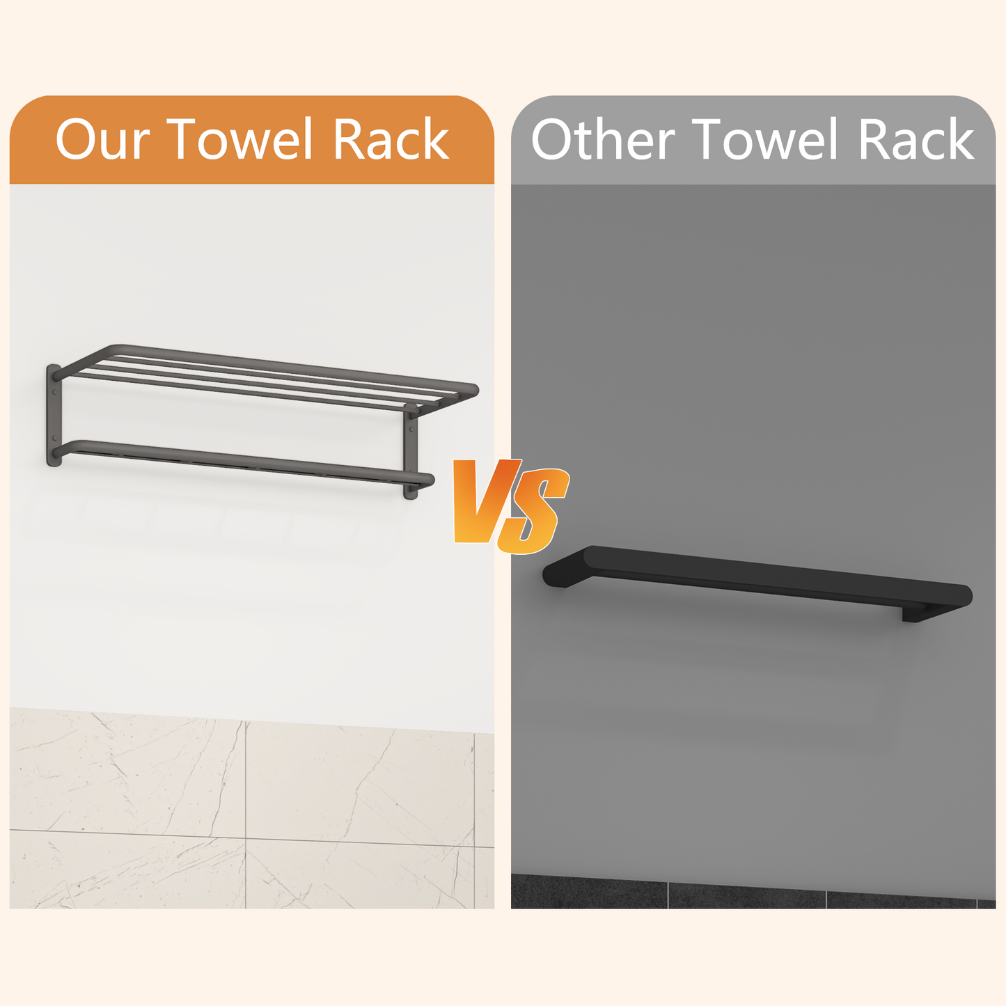 ALAULM Aluminum Alloy Bathroom Towel Shelf with Double Bars, 21" Double Towel Shelf for Bathroom, Wall Mounted Towel Holder, Towel Rod Towel Rail Hanger for Wall, Kitchen