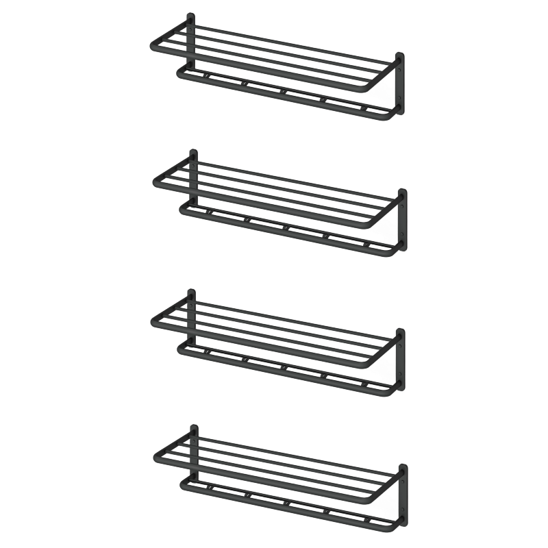 ALAULM Aluminum Alloy Bathroom Towel Shelf with Double Bars, 21" Double Towel Shelf for Bathroom, Wall Mounted Towel Holder, Towel Rod Towel Rail Hanger for Wall, Kitchen