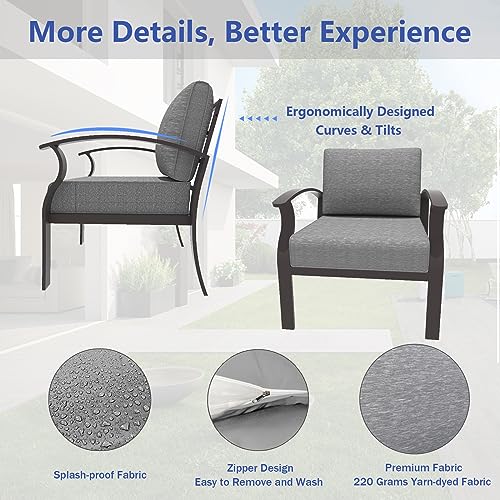 ALAULM Aluminum 2-Seat Patio Furniture Set, Outdoor Patio Conversation Set with 5.1" Cushions for Patio Backyard Poolside
