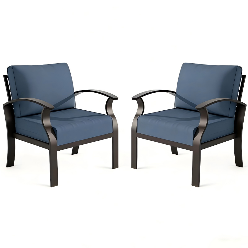 ALAULM Aluminum 2-Seat Patio Furniture Set, Outdoor Patio Conversation Set with 5.1" Cushions for Patio Backyard Poolside